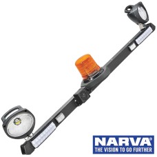 Narva Utility Bar with Tall LED Rotating Strobe & ‘Mini Senator’ LED Work Lamps with Handles - 1.2m